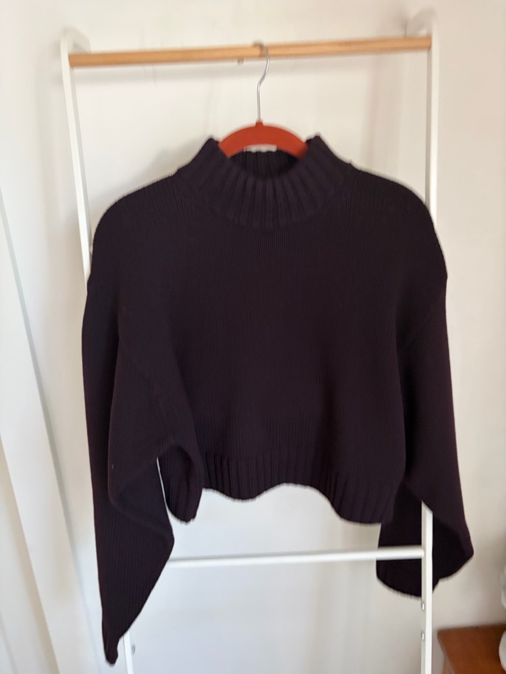 Cropped Mock Neck Sweater in Deep Plum Purple Wilfred Aritzia
